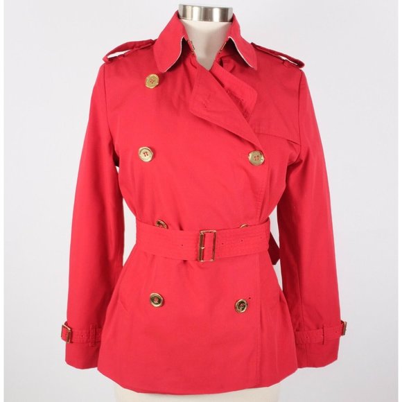 Burberry London US 6 jacket red double breasted belted nova trench short - Picture 1 of 16